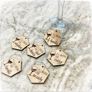 Handmade wine bottle charms (set of 6)